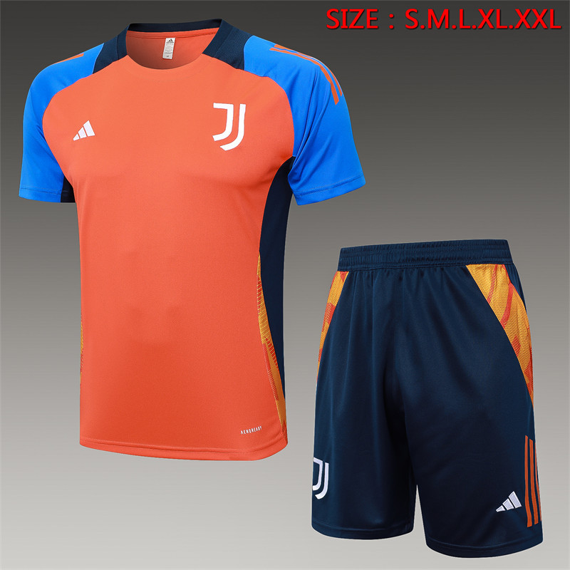 【Adult Training Short sleeve】D1076 # 2425 short sleeved Juventus orange (paired with cropped pants)