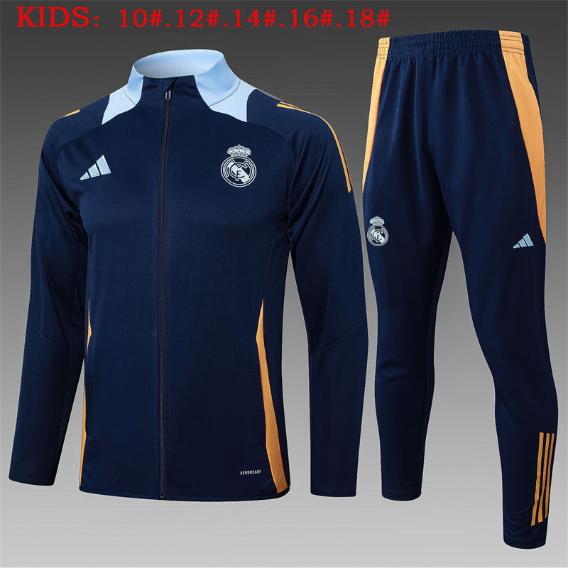 【Kids Kit Training Wear】E977 # B991 # 2425 Long Pull Real Madrid Boran (Collar Light Orchid) Children's Clothing