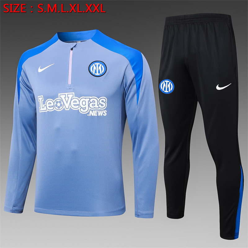 【Adult Training Wear 】B829 # 2425 Half Pull Inter Milan Grey (Colored Blue Splicing)