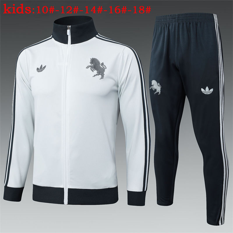 【Kids Kit Training Wear】E958 # 2425 Long Pull Juventus Light Grey Retro Edition Children's Clothing