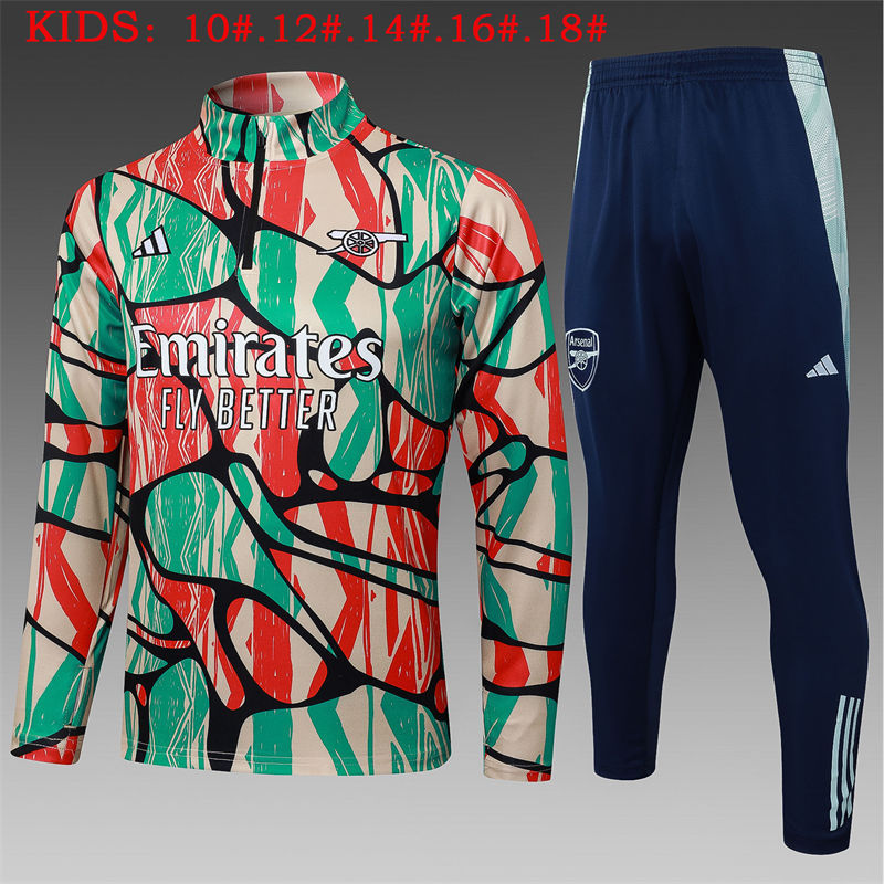 【Kids Kit Training Wear】E971 # 2425 Half Pull Arsenal Red Green Inkjet Children's Clothing