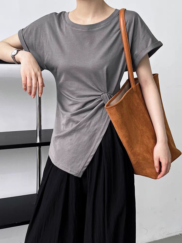 Grey short sleeved hem slit