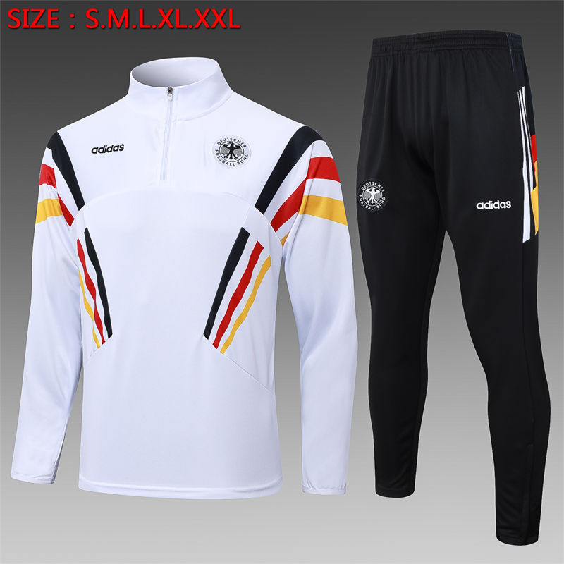 【Adult Training Wear 】B913 # 2425 Half Pull Germany White (Sleeve Red, Yellow, Black)