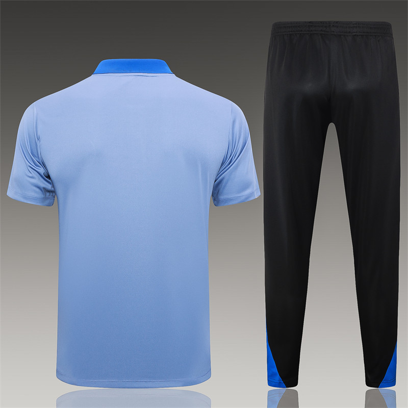 【Adult Training Wear 】C1100 # 2425POLO Inter Milan Grey (Collar Colored Blue)