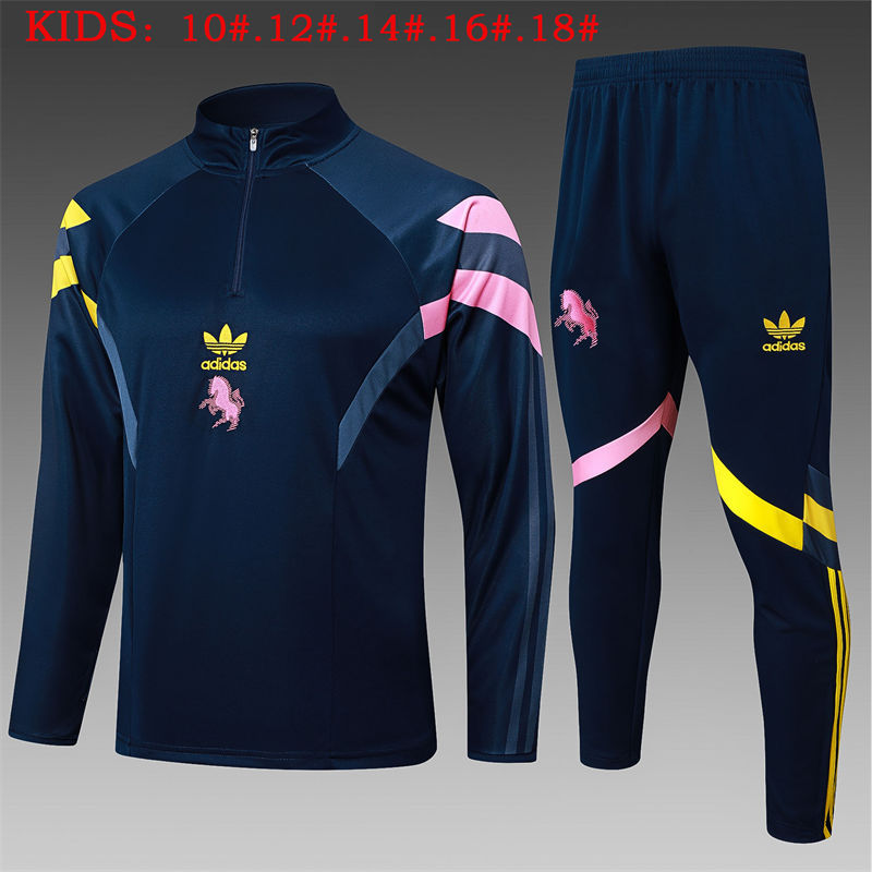 【Kids Kit Training Wear】E945 # 2425 Half Pull Juventus Blue (Retro Edition) Children's Clothing