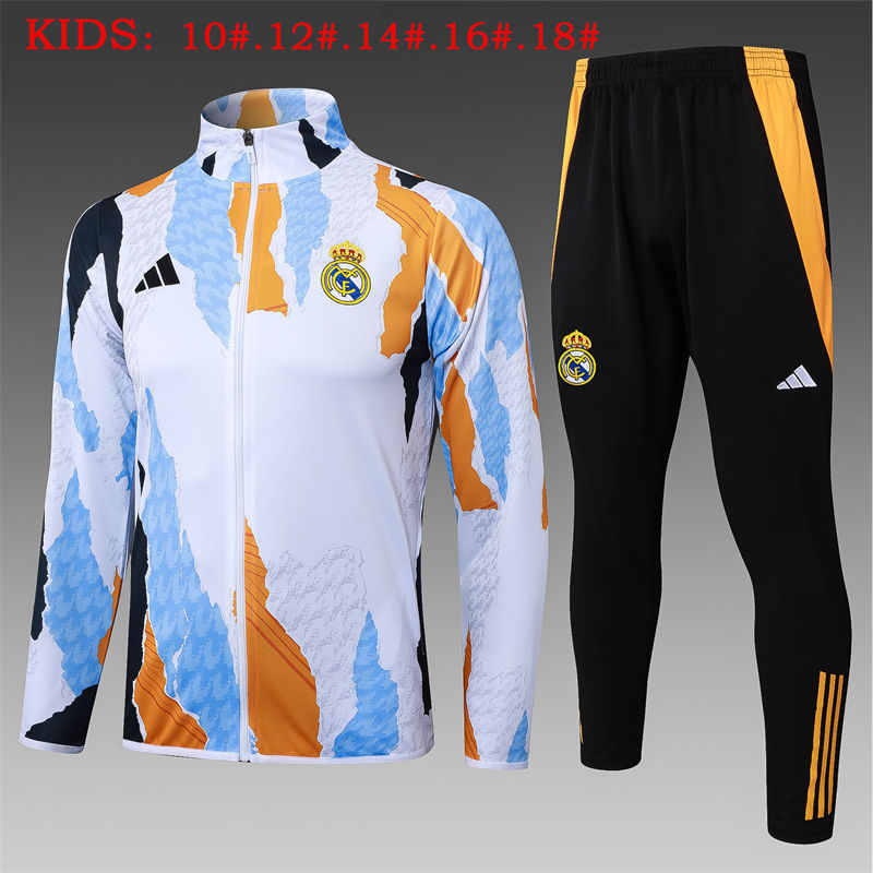 【Kids Kit Training Wear】E976 # 2425 Long Pull Real Madrid Blue White Yellow Inkjet Children's Clothing