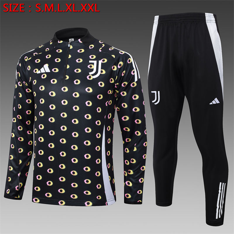 【Adult Training Wear 】B925 # 2425 Half Pull Juventus Black Inkjet
