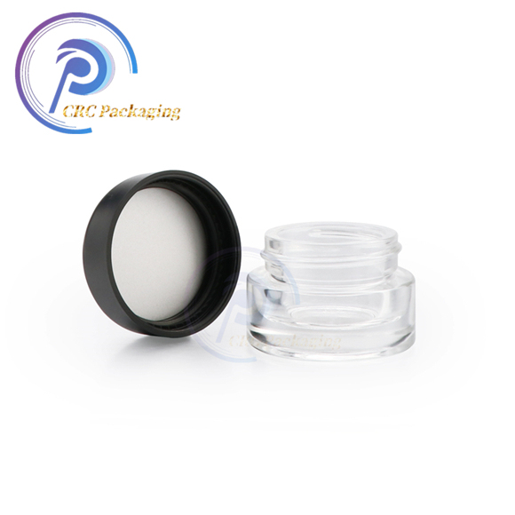 1/4 oz clear glass thick wall jar with While PP Cap