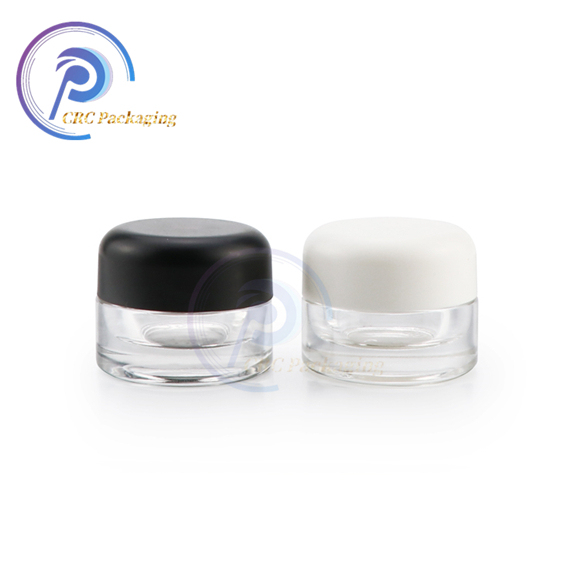 1/4 oz clear glass thick wall jar with While PP Cap