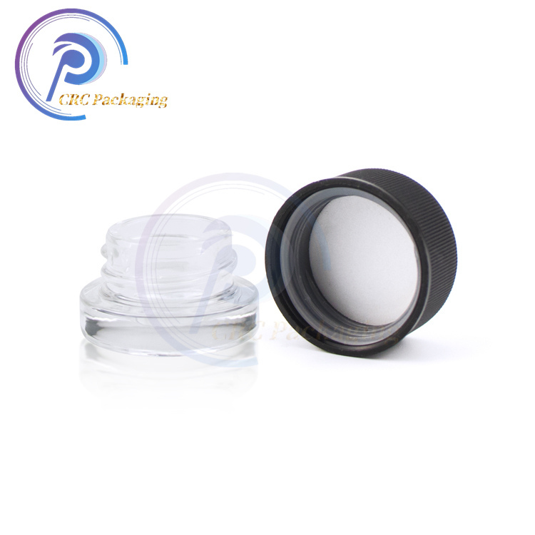 Child proof glass 3ml 5ml 7ml 9ml jar with plastic lid Child proof cover