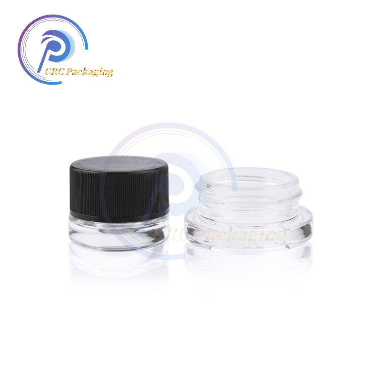 Child proof glass 3ml 5ml 7ml 9ml jar with plastic lid Child proof cover