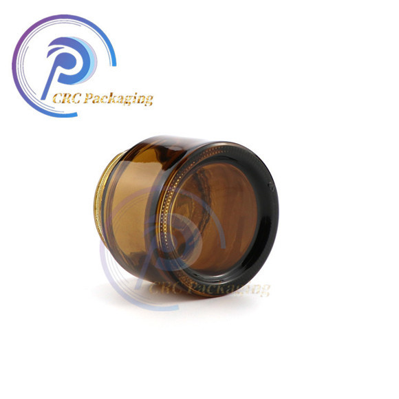 2oz 3oz 4oz Amber Round Marijuana Glass Jars Child proof cover