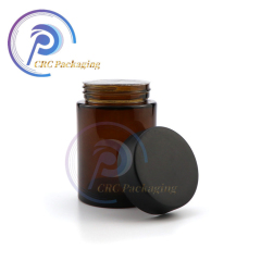 4 oz Amber Round Cannabis Glass Jars Child proof cover