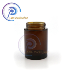 4 oz Amber Round Cannabis Glass Jars Child proof cover