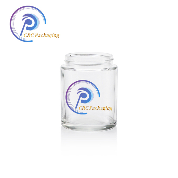 Custom logo 2 oz Clear Child Resistant Glass Jar with Black CR lid