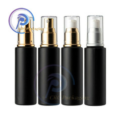 high end frosted matte black cosmetic glass bottle and jar pump bottle for lotion serum cream full set