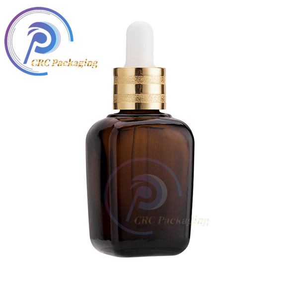 Amber 1 oz 30 ml 50ml gradient square serum dropper bottle with dropper cosmetics glass 30ml