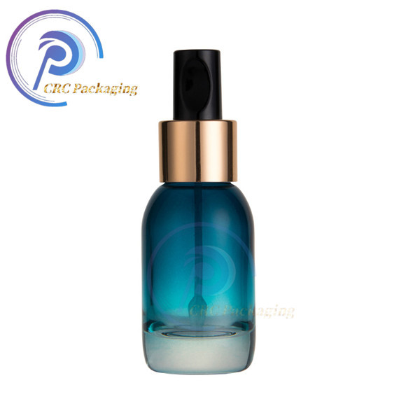 Cosmetic frosted clear green glass dropper serum bottles for essential oil