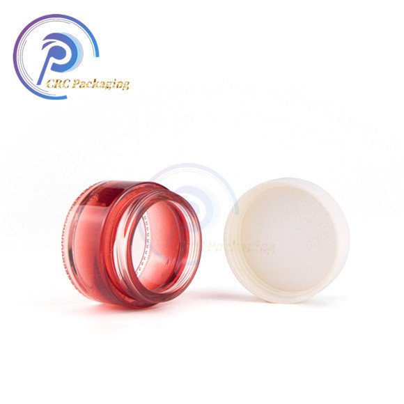 wholesale luxury small round personal eye skin care use cream pink and red cosmetic glass bottle jar with white cover