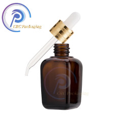 Amber 1 oz 30 ml 50ml gradient square serum dropper bottle with dropper cosmetics glass 30ml