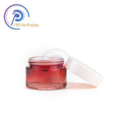 wholesale luxury small round personal eye skin care use cream pink and red cosmetic glass bottle jar with white cover