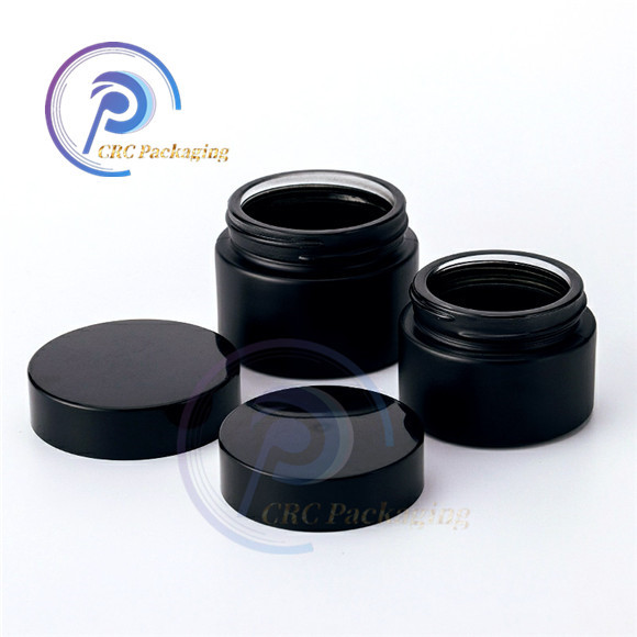 high end frosted matte black cosmetic glass bottle and jar pump bottle for lotion serum cream full set