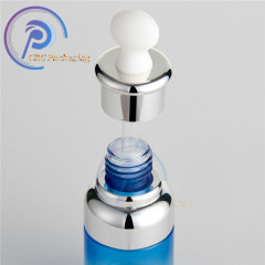 Cosmetic essential oil bottle 20ml 30ml 50ml blue round skin care packaging serum glass dropper bottle