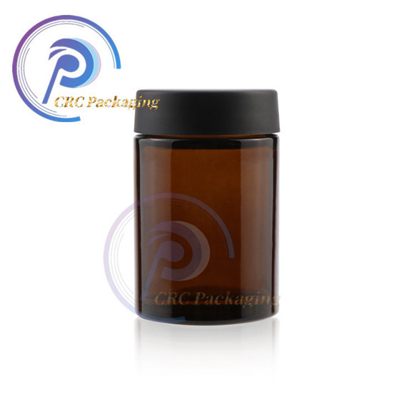 cannabis hemp container child resistant lid amber glass jars