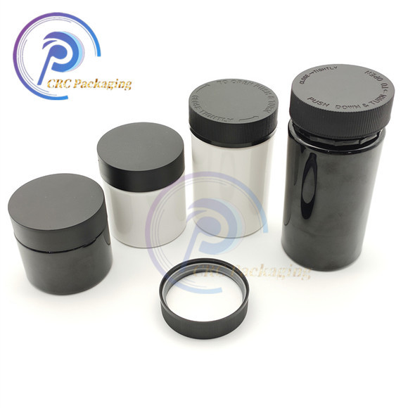 custom plastic herb containers with child proof lid weed packaging