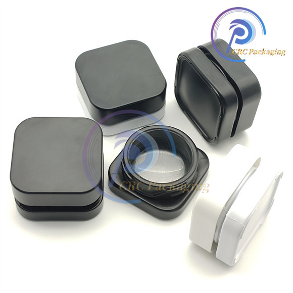 Black qube 5ml 7ml 9ml square premium glass concentrate jar with child resistant lid