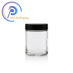 Custom logo 1oz 2oz 3oz 4oz Clear cannabis display jars