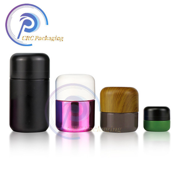 wholesale 5ml 50ml 70ml 110ml 150ml 220ml custom logo child proof cannabis jar with black plastic child resistant lid