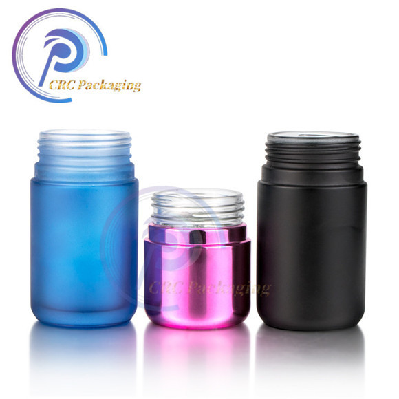wholesale 5ml 50ml 70ml 110ml 150ml 220ml custom logo child proof cannabis jar with black plastic child resistant lid