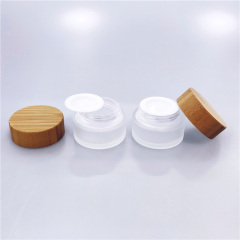 30g 50g 100g Bamboo Cosmetic glass cream jar vacuum packing