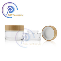 Bamboo cosmetic cream glass jars 5ml 10ml 20ml 30ml 50ml  100ml