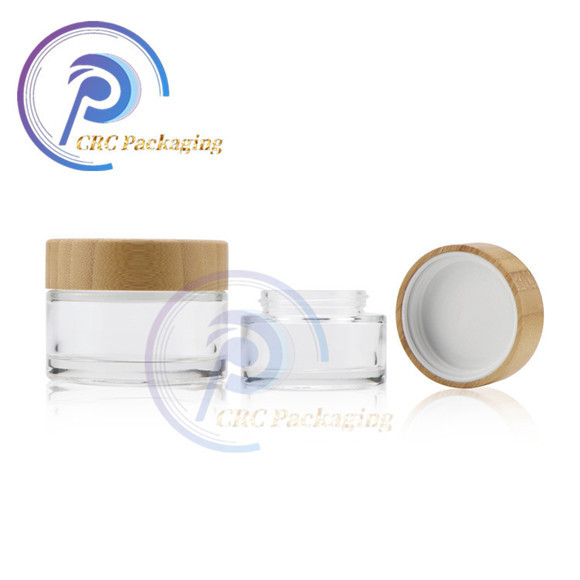 Bamboo cosmetic cream glass jars 5ml 10ml 20ml 30ml 50ml  100ml
