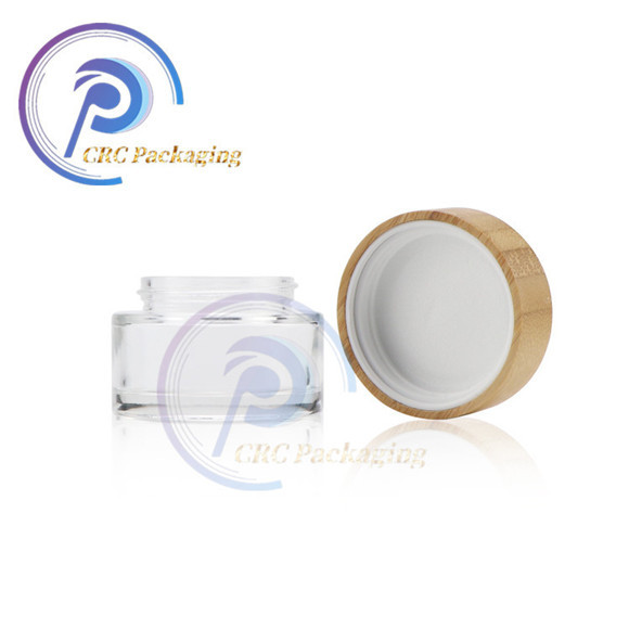 Bamboo cosmetic cream glass jars 5ml 10ml 20ml 30ml 50ml  100ml