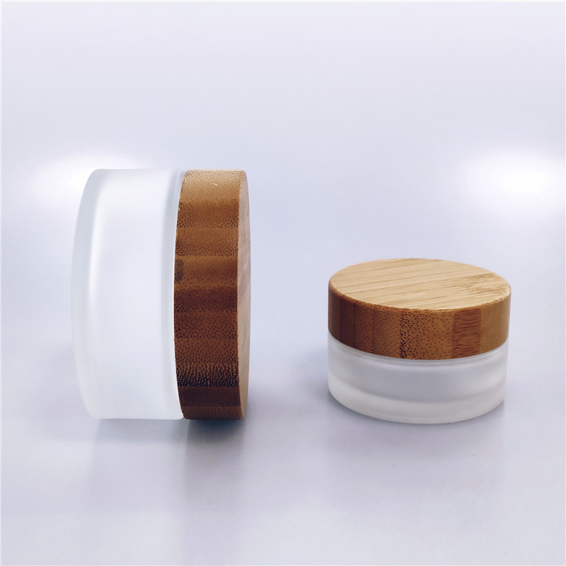 30g 50g 100g Bamboo Cosmetic glass cream jar vacuum packing