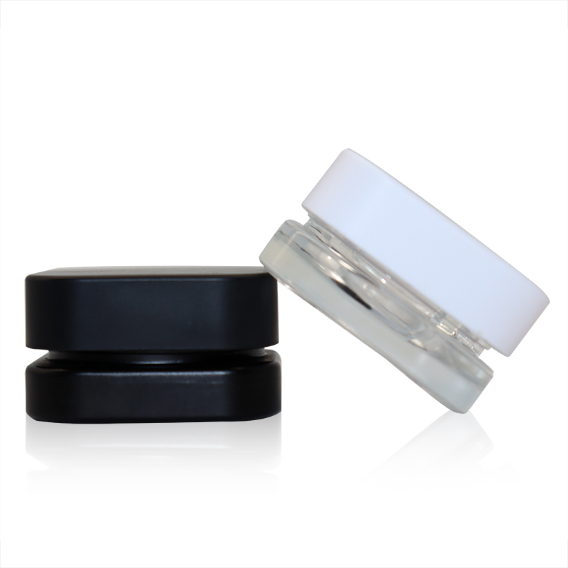 5ml Qube Clear Glass Concentrate Jar with Divided Two-Ways for Oil