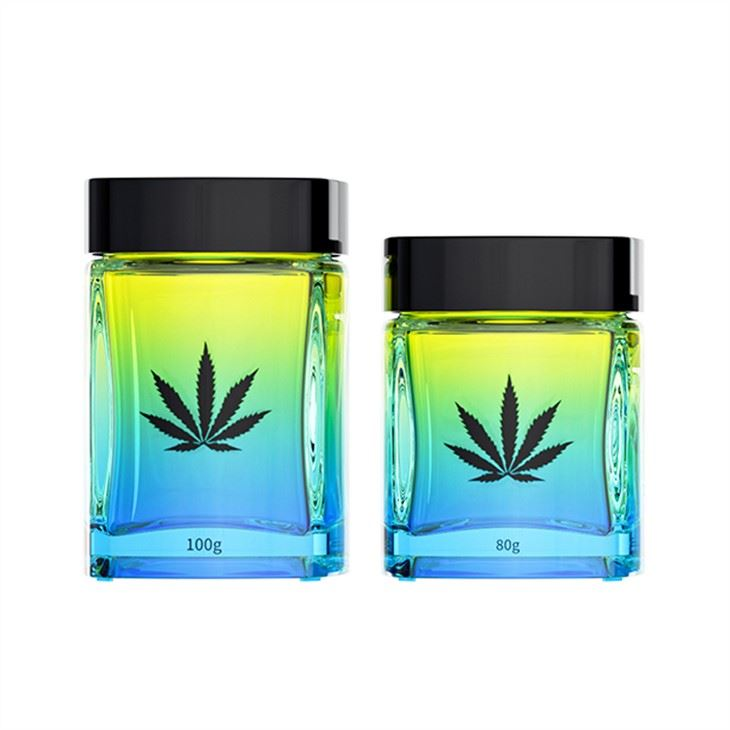 CHILD-RESISTANT SQUARE GLASS JAR [4 OZ CUSTOM PRINTED]