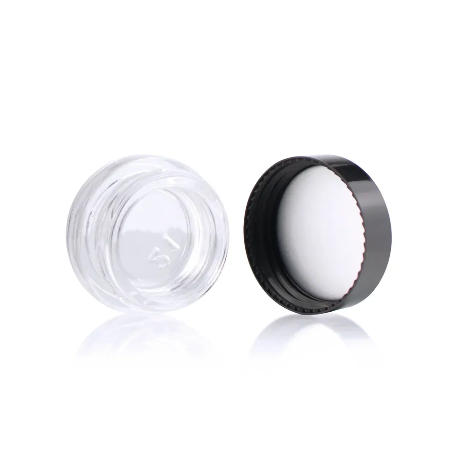 Custom Logo 3ml 5ml 7ml 9ml Cr Round Lid Medicine Concentrate Child Resistant Glass Container Jars Small Glass Jar