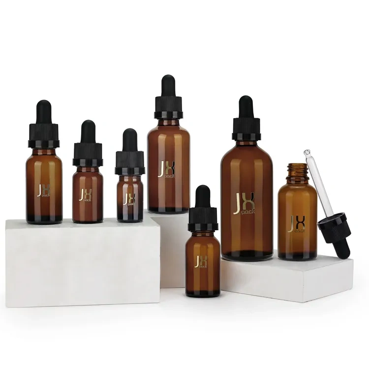 5ml 10ml 15ml 20ml 30ml 50ml 100ml amber clear face serum essential oil bottle with dropper cap