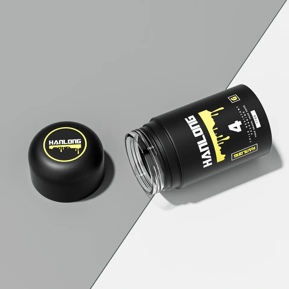 5ml 50ml 70ml 110ml Empty Smell Proof Jar Container Child Resistant Lid Packaging Custom Printing Black Frosted Glass Jar