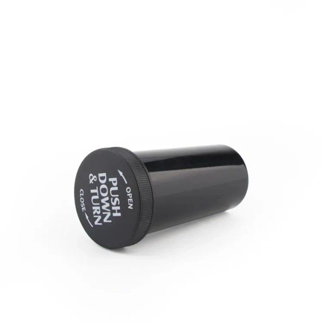 Wholesale child proof dry flower pop top vial container squeeze pharmacy pill bottle screw cap plastic bottle