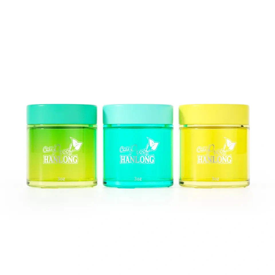 1oz 2oz 3oz 4oz customize glass jars smell proof container child resistant cap colored frosted glass jar
