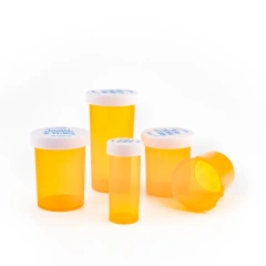 Child proof airtight container bottles medicine prescription pill child resistant plastic push turn cap vials