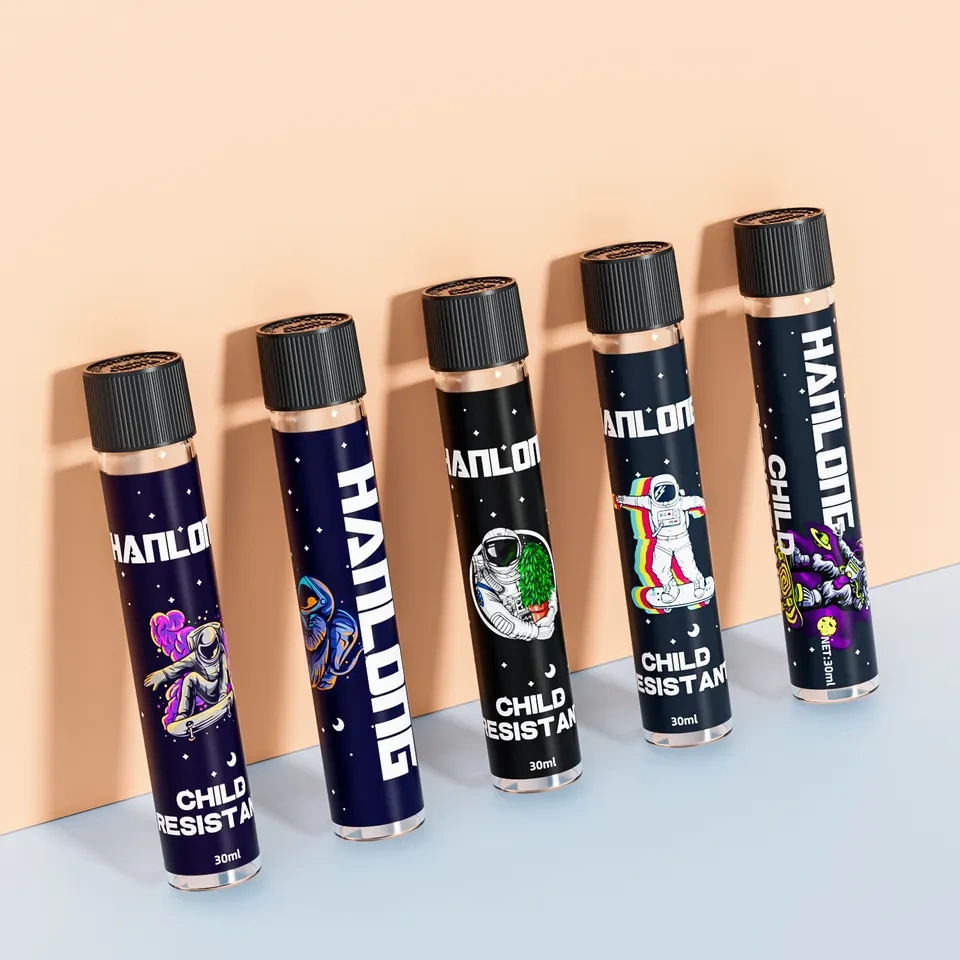 Customized Logo King Size 120mm 125mm Glass Pre Roll Tube Child Proof Glass Tube Packaging Container Flower Glass Tube