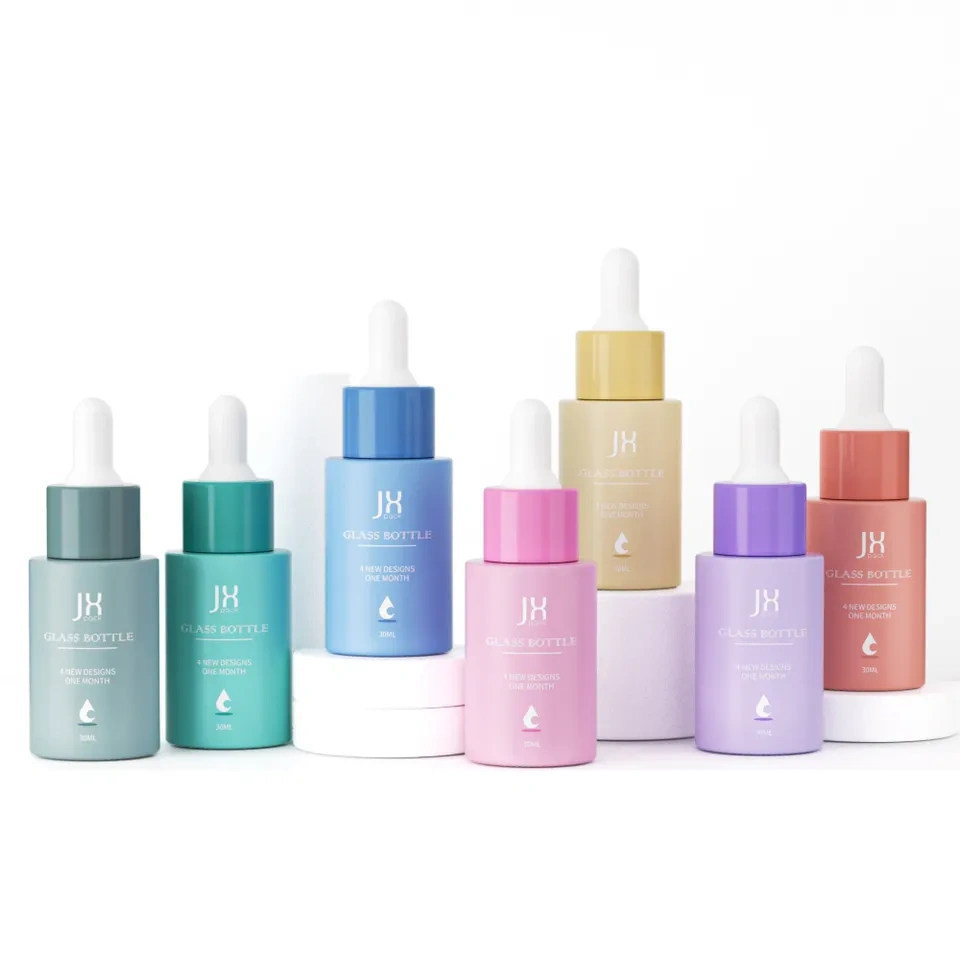 Child Resistant Luxury Round Custom Logo Electroplating Glass Bottle For Essential Oil Dropper Bottles With Screen Printing