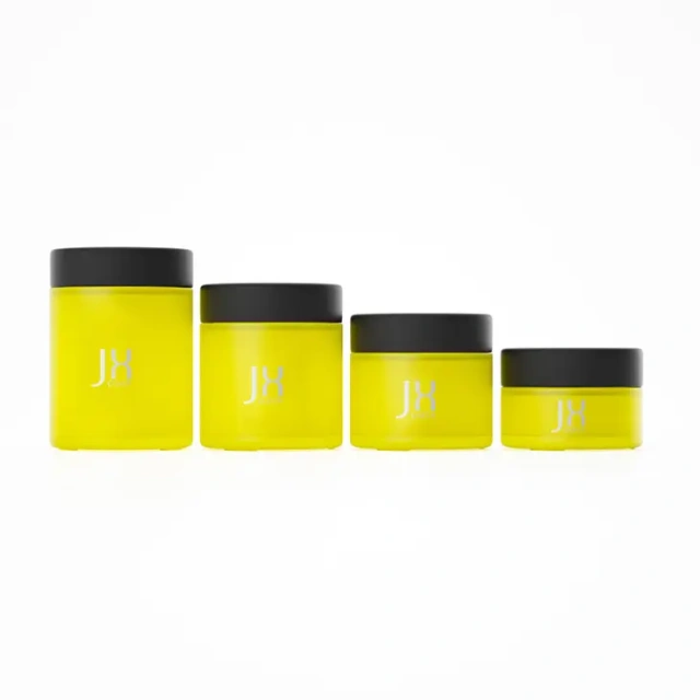 Custom logo printing child resistant packaging wide mouth smell proof 50 100 150ml glass jar frosted airtight glass flower jar