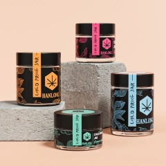 Hot selling custom 30 60 90 120 gram empty glass jars square glass cosmetic flower jar child proof container glass jars packing